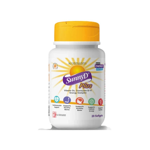 Scotmann’s SunnyD Plus Vitamin D3 & Coenzyme Q10 - 20 Softgels